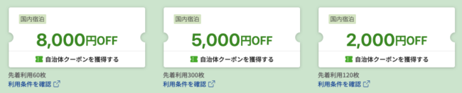 楽天トラベル、クーポン