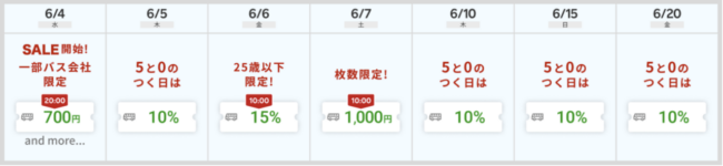 高速バス・観光バス・タクシーがお得なセール・クーポン
